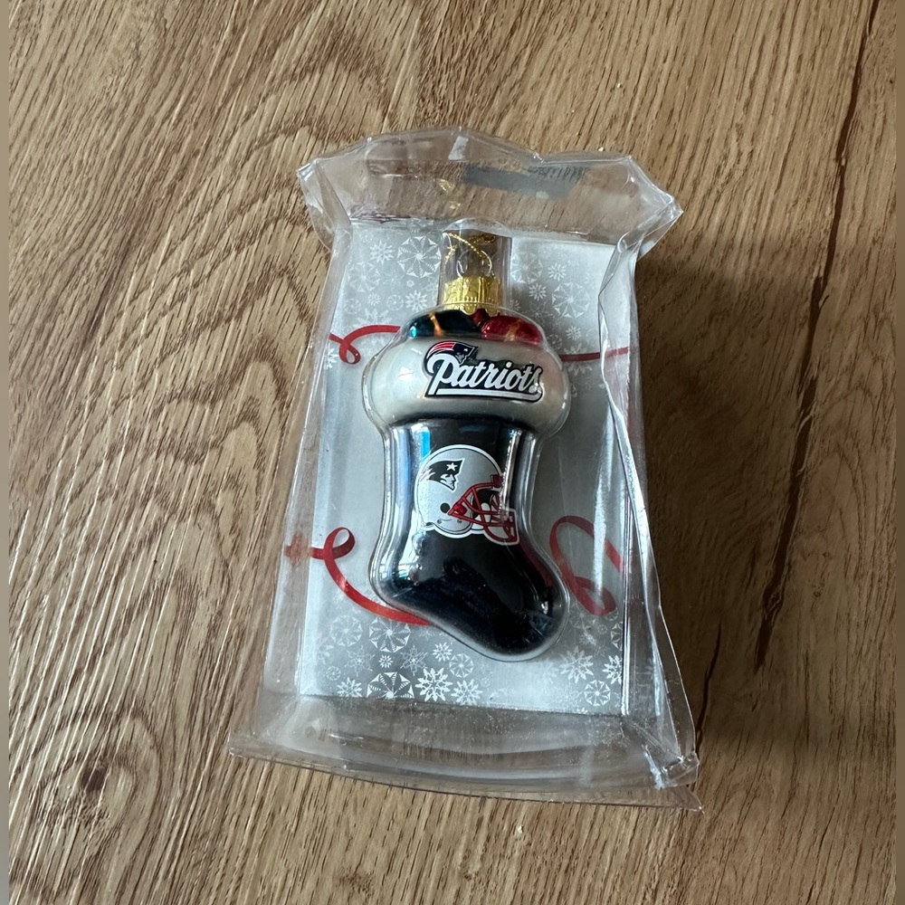 NFL New England patriots glass blown tree ornament